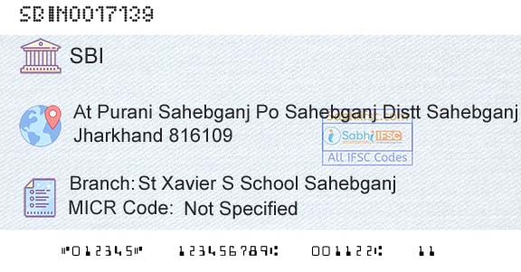 State Bank Of India St Xavier S School SahebganjBranch 