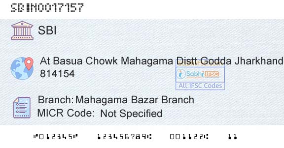 State Bank Of India Mahagama Bazar BranchBranch 
