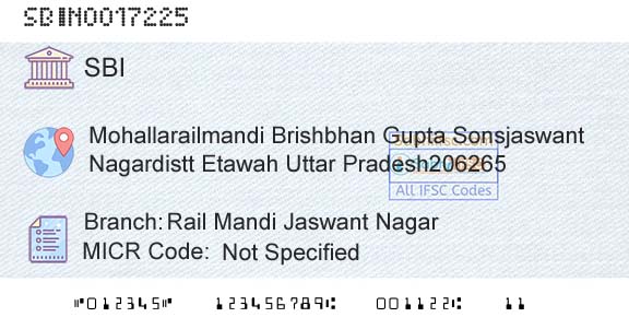 State Bank Of India Rail Mandi Jaswant NagarBranch 