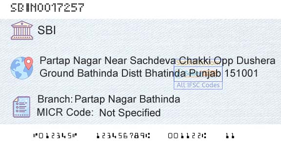 State Bank Of India Partap Nagar BathindaBranch 