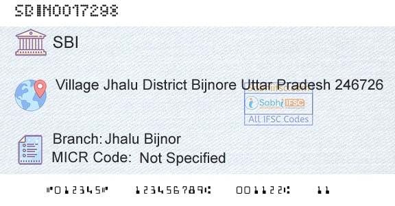 State Bank Of India Jhalu BijnorBranch 