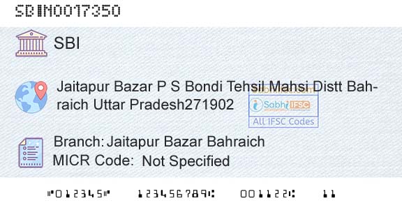 State Bank Of India Jaitapur Bazar BahraichBranch 