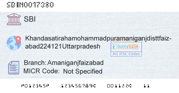 State Bank Of India AmaniganjfaizabadBranch 