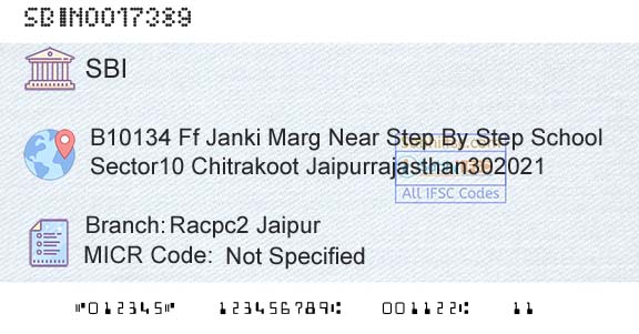 State Bank Of India Racpc2 JaipurBranch 