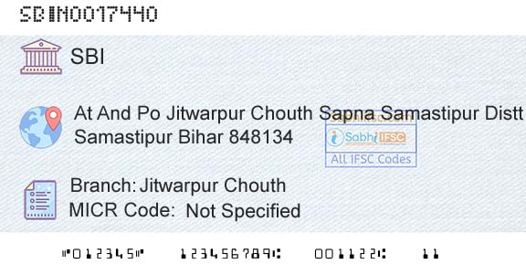State Bank Of India Jitwarpur ChouthBranch 