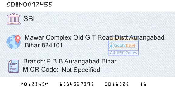 State Bank Of India P B B Aurangabad BiharBranch 