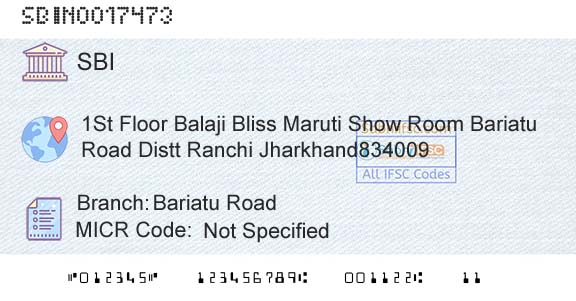 State Bank Of India Bariatu RoadBranch 