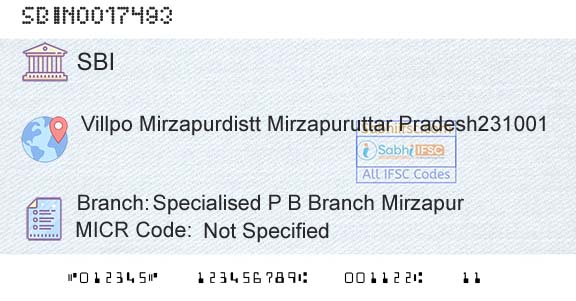 State Bank Of India Specialised P B Branch MirzapurBranch 