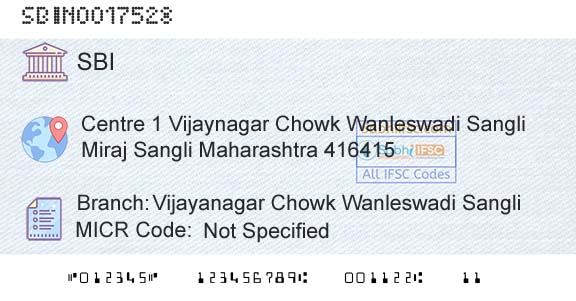 State Bank Of India Vijayanagar Chowk Wanleswadi SangliBranch 