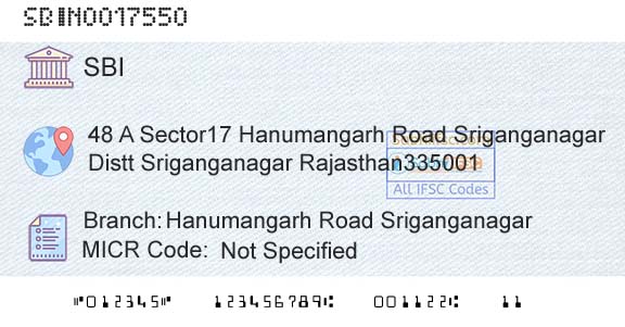 State Bank Of India Hanumangarh Road SriganganagarBranch 