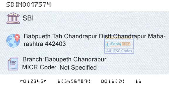 State Bank Of India Babupeth ChandrapurBranch 