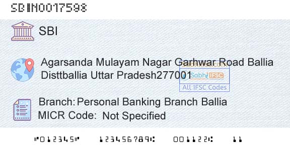 State Bank Of India Personal Banking Branch BalliaBranch 