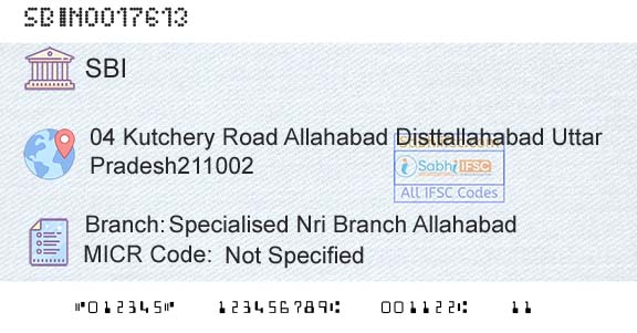 State Bank Of India Specialised Nri Branch AllahabadBranch 