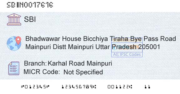 State Bank Of India Karhal Road MainpuriBranch 
