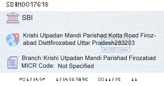 State Bank Of India Krishi Utpadan Mandi Parishad FirozabadBranch 