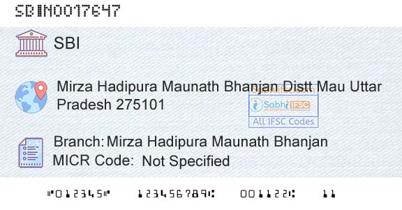 State Bank Of India Mirza Hadipura Maunath BhanjanBranch 