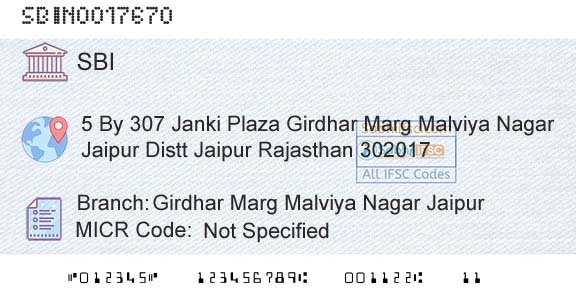 State Bank Of India Girdhar Marg Malviya Nagar JaipurBranch 