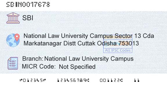 State Bank Of India National Law University CampusBranch 
