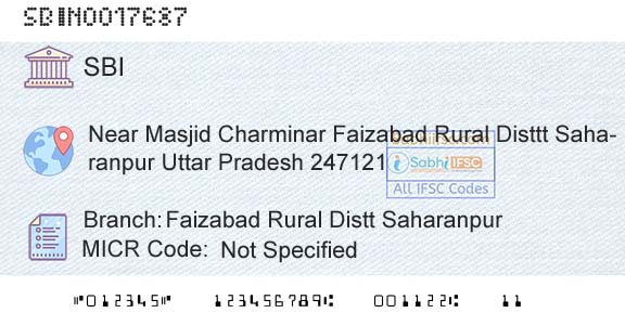 State Bank Of India Faizabad Rural Distt SaharanpurBranch 