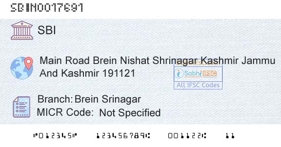 State Bank Of India Brein SrinagarBranch 