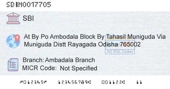 State Bank Of India Ambadala BranchBranch 
