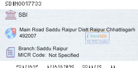 State Bank Of India Saddu RaipurBranch 