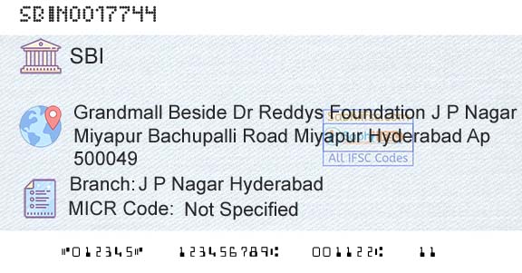 State Bank Of India J P Nagar HyderabadBranch 
