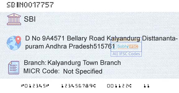 State Bank Of India Kalyandurg Town BranchBranch 