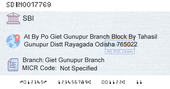 State Bank Of India Giet Gunupur BranchBranch 