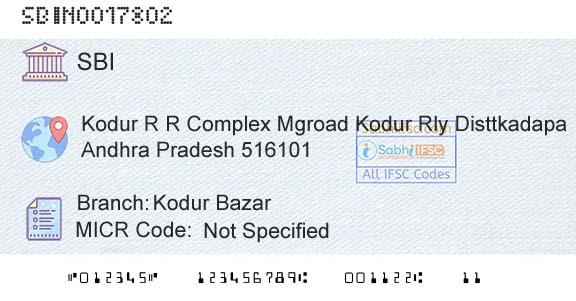 State Bank Of India Kodur BazarBranch 