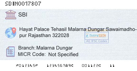 State Bank Of India Malarna DungarBranch 