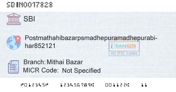 State Bank Of India Mithai BazarBranch 