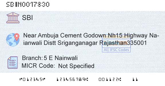 State Bank Of India 5 E NainwaliBranch 