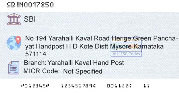 State Bank Of India Yarahalli Kaval Hand PostBranch 