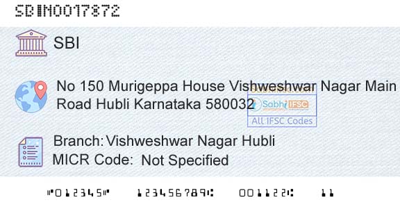 State Bank Of India Vishweshwar Nagar HubliBranch 