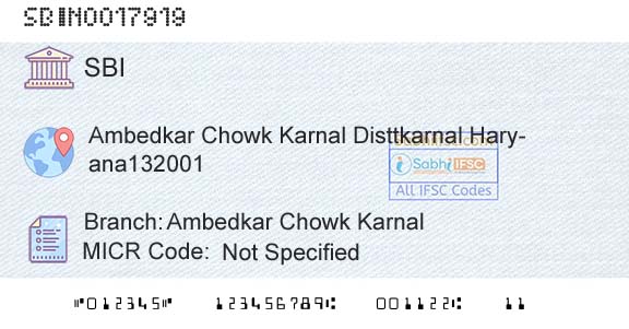 State Bank Of India Ambedkar Chowk KarnalBranch 