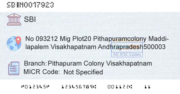 State Bank Of India Pithapuram Colony VisakhapatnamBranch 