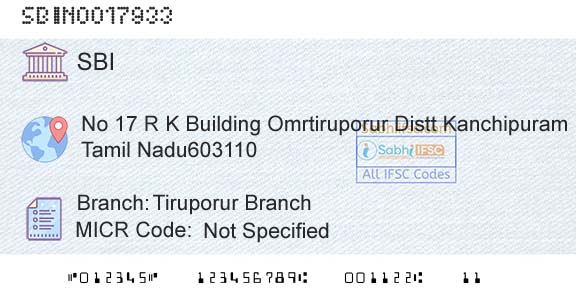 State Bank Of India Tiruporur BranchBranch 
