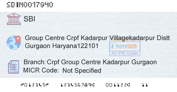 State Bank Of India Crpf Group Centre Kadarpur GurgaonBranch 