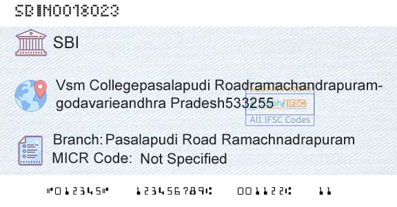 State Bank Of India Pasalapudi Road RamachnadrapuramBranch 