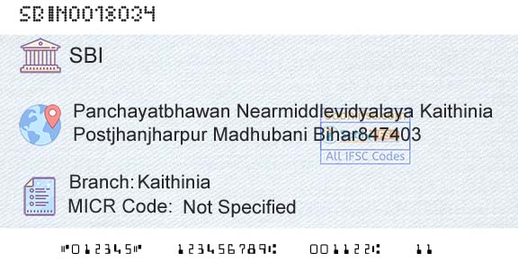 State Bank Of India KaithiniaBranch 