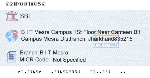 State Bank Of India B I T MesraBranch 
