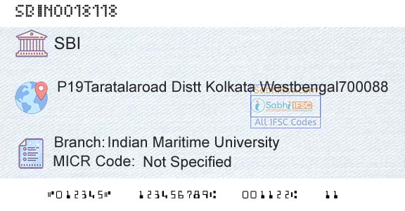 State Bank Of India Indian Maritime UniversityBranch 