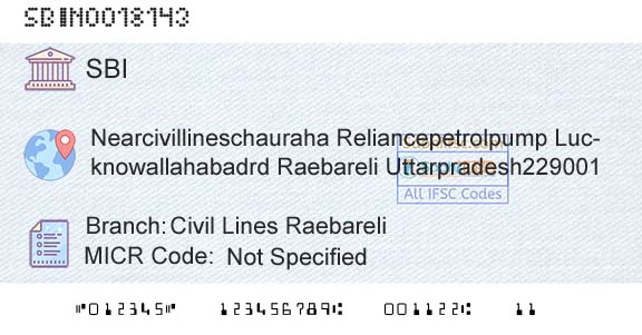 State Bank Of India Civil Lines RaebareliBranch 
