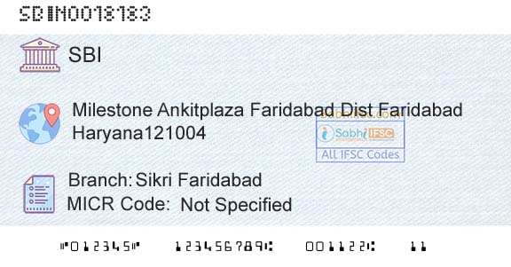 State Bank Of India Sikri FaridabadBranch 