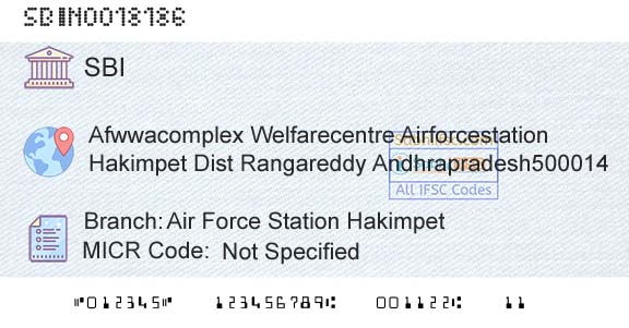 State Bank Of India Air Force Station HakimpetBranch 