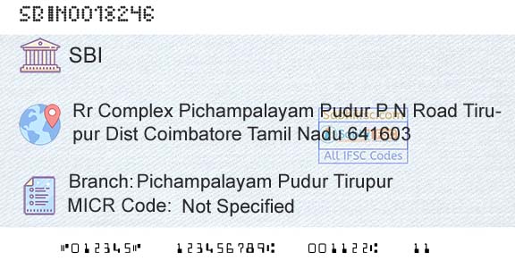 State Bank Of India Pichampalayam Pudur TirupurBranch 