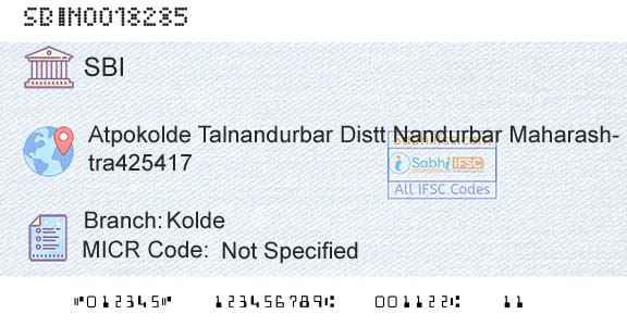 State Bank Of India KoldeBranch 