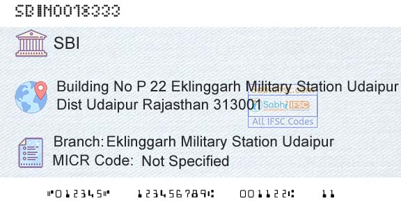 State Bank Of India Eklinggarh Military Station UdaipurBranch 
