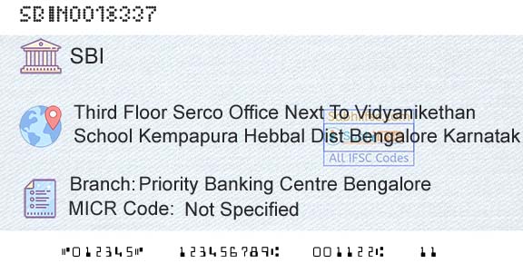 State Bank Of India Priority Banking Centre BengaloreBranch 
